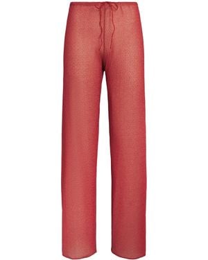 Oséree Metallic Lumière Wide-Leg Trousers - Red