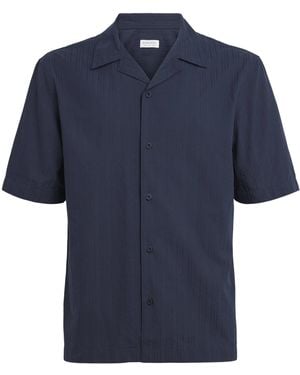 Sunspel Cotton Textured Stripe Shirt - Blue