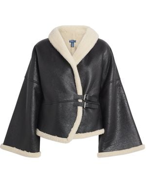 Polo Ralph Lauren Shearling Buckled Wrap Jacket - Black
