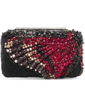 McQueen Embellished T-Bar Box Clutch Bag - Red