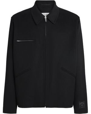 MM6 by Maison Margiela Wool Zip-Up Jacket - Black