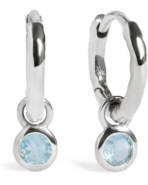 Monica Vinader Sterling And Aquamarine March Birthstone Huggie Earrings - Blue