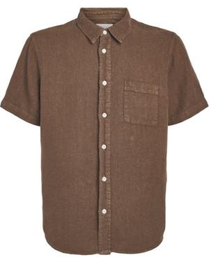 Citizens of Humanity Linen Short-Sleeve Cairo Shirt - Brown
