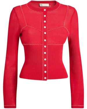 Tory Burch Stitch Cardigan - Red