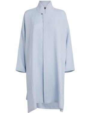 Eskandar Silk Stand-Collar Shirt - Blue