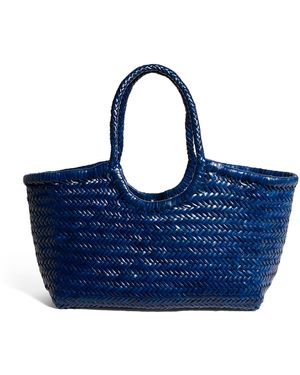 Dragon Diffusion Large Leather Woven Nantucket Tote Bag - Blue