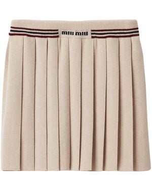 Miu Miu Cashmere Pleated Mini Skirt - Metallic