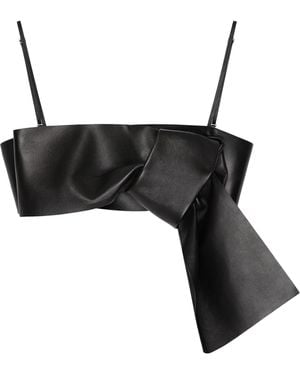 Givenchy Leather Bow Bra Crop Top - Black