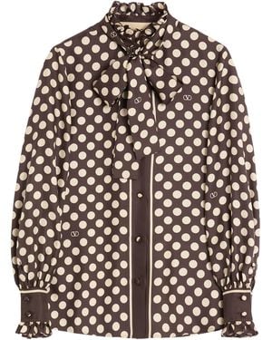 Valentino Silk Polka-Dot Shirt - Multicolor