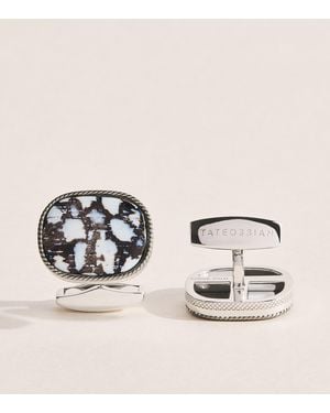 Tateossian Sterling And Fossil Palm Cufflinks - Metallic