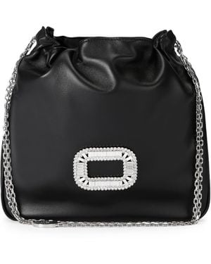 Roger Vivier Mini Leather Pilgrim Bucket Bag - Black