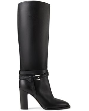 Ralph Lauren Leather Donnely Knee-High Boots 90 - Black