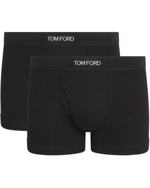Tom Ford Stretch-Cotton Logo Trunks - Black