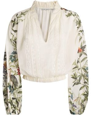 Alice + Olivia Cotton Cassie Embroidered Blouse - Natural