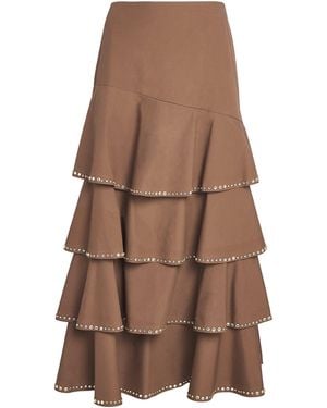 Sandro Cotton Embellished Maxi Skirt - Brown