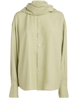 Carven Silk Scarf-Detail Shirt - Green