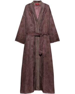 MAX&Co. Satin Floral Belted Coat - Purple