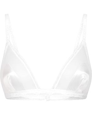 Dolce & Gabbana Silk-Blend Lace-Trim Bra - White