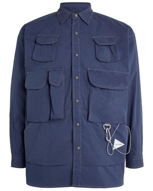 and wander Multi-Pocket Overshirt - Blue