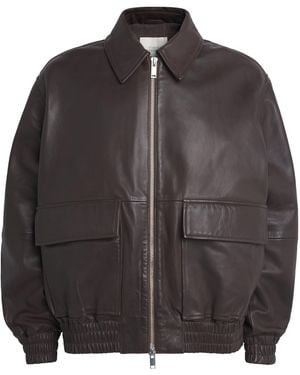 Studio Nicholson Piston Leather Bomber Jacket - Black