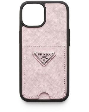 Prada Saffiano Leather Iphone 15 Case - Pink