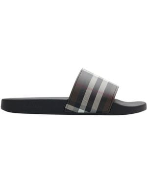 Burberry Check Slides - White