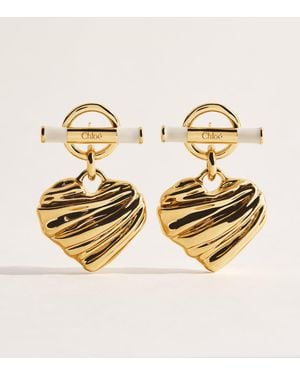 Chloé T-Bar Heart Drop Earrings - Metallic
