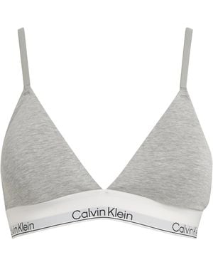 Calvin Klein Cotton-Blend Icon Lined Bralette - Grey