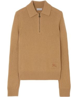 Burberry Cashmere Polo Jumper - Natural