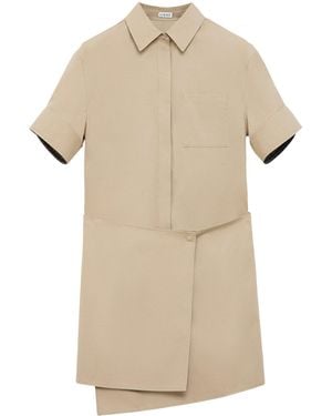 Loewe Wrapped Short-Sleeve Shirtdress - Natural