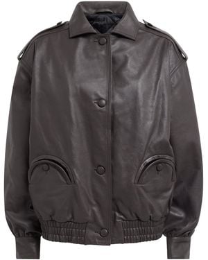 Blazé Milano Charlie Leather Bomber Jacket - Grey