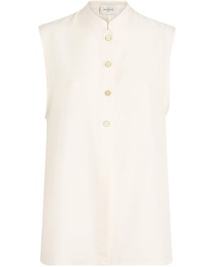 LeKasha Silk Sleeveless Abydos Shirt - White