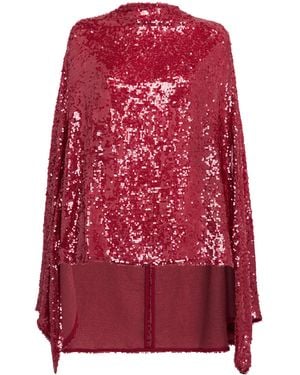 LAPOINTE Oversized Sequin Cape T-Shirt - Red