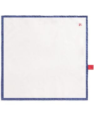 Isaia Silk Logo Pocket Square - White