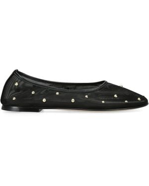 Dear Frances Mesh Stud-Detail Balla Ballet Flats - Black
