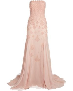 Georges Hobeika Strapless Embellished Gown - Pink