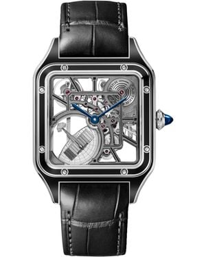 Cartier Large Steel Santos-Dumont Skeleton Watch - Grey