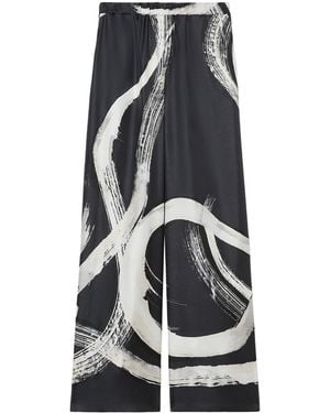 Marina Rinaldi Silk Printed Trousers - Black