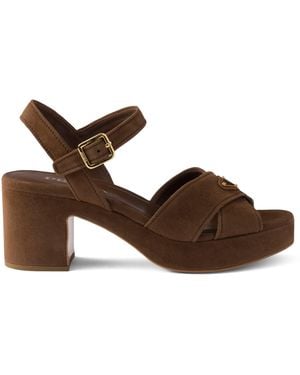 Prada Suede Platform Sandals 65 - Brown