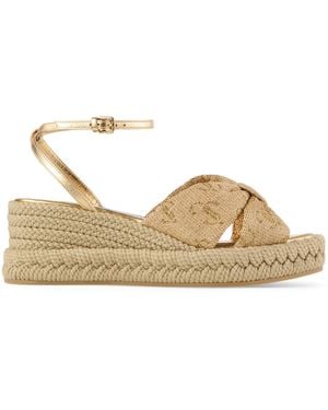 Jimmy Choo Raffia Aella Wedges 60 - Metallic