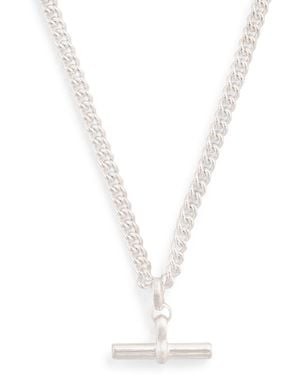 Tilly Sveaas Sterling T-Bar Curblink Chain Necklace - White