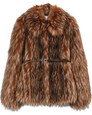 Marina Rinaldi Faux Fur Belted Coat - Brown