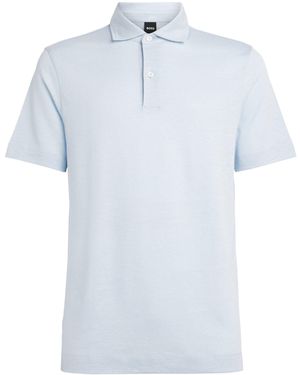 BOSS Linen-Cotton Polo Shirt - Blue