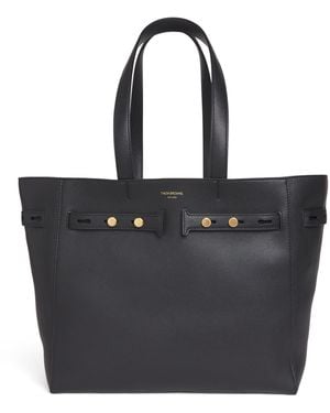 Thom Browne Leather Cabas Tote Bag - Black