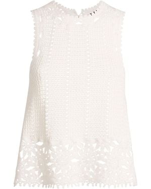 Maje Cotton Crochet Tank Top - White