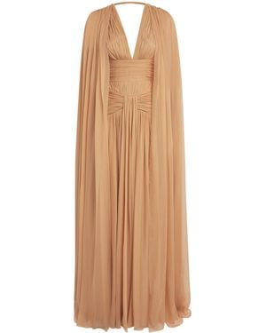 Zuhair Murad Silk Chiffon Cape Gown - Natural