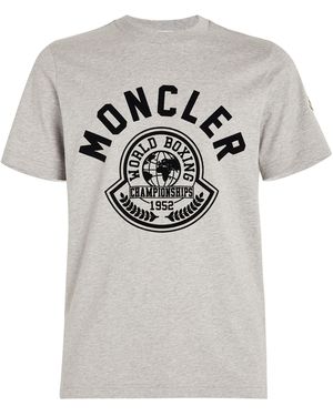 Moncler Boxing Logo Print T-shirt - Grey
