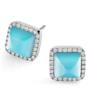Marli New York Diamond And Chalcedony Cleo Pyramid Earrings - Blue