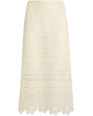 La DoubleJ Crochet Midi Pencil Skirt - Natural