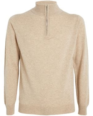 Harrods Cashmere Zip-Up Jumper - Natural